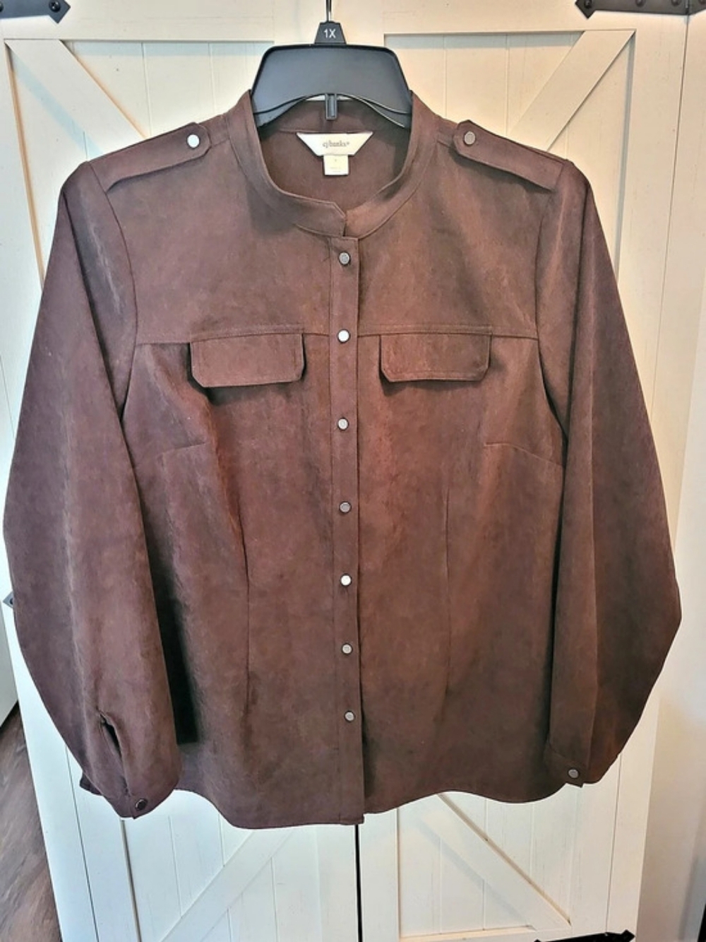 cj banks Brown Button Down Shirt Size XL Like New
